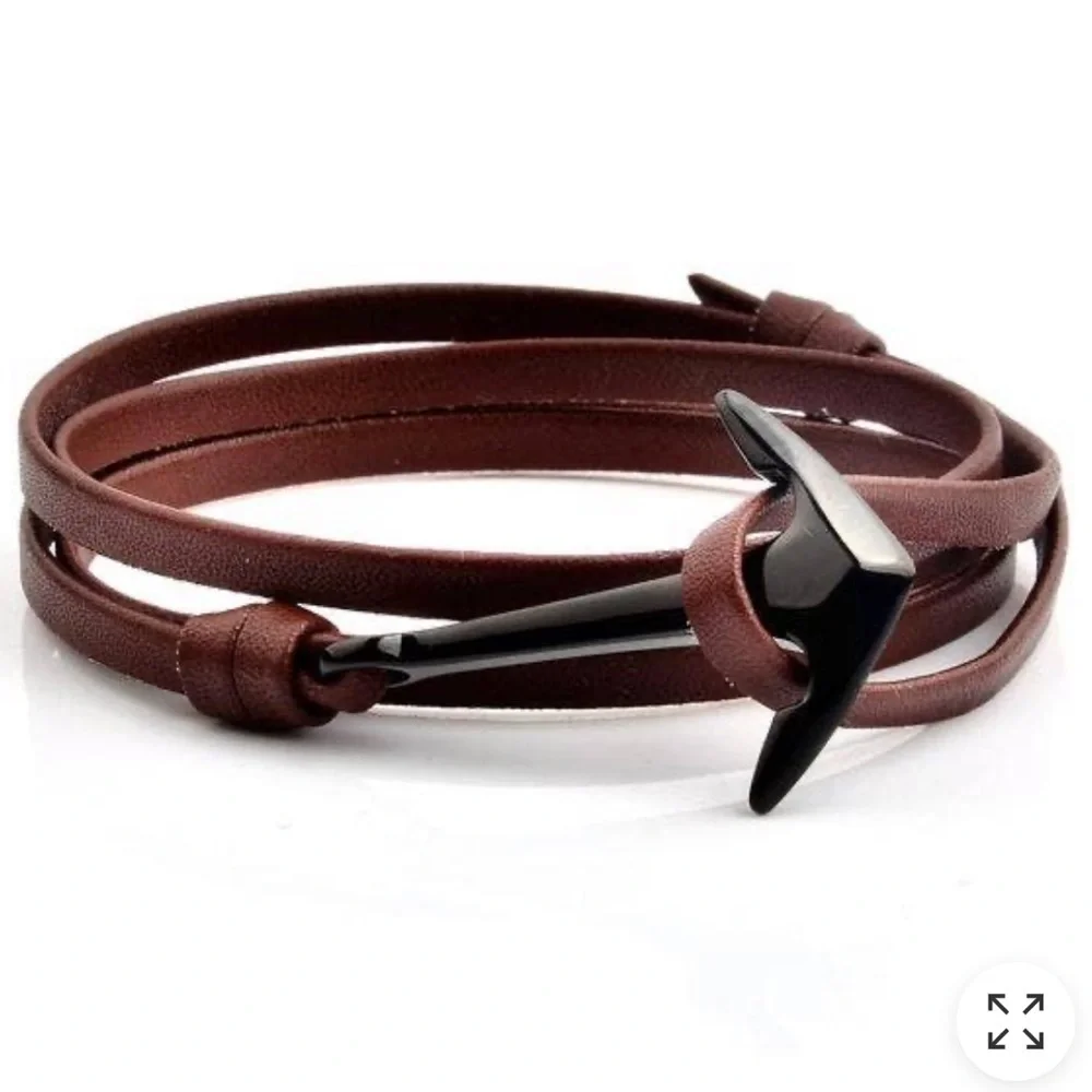 Crucible Men's Black Plated Leather Wrap Bracelet